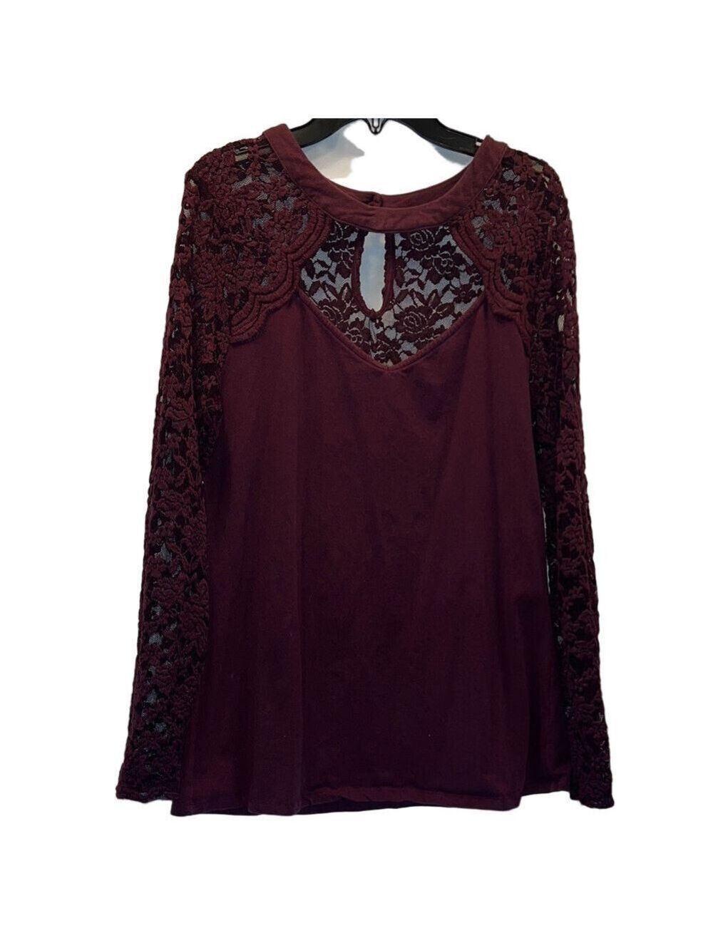 Crocheted Maroon Blouse, Size 2 (18-20)